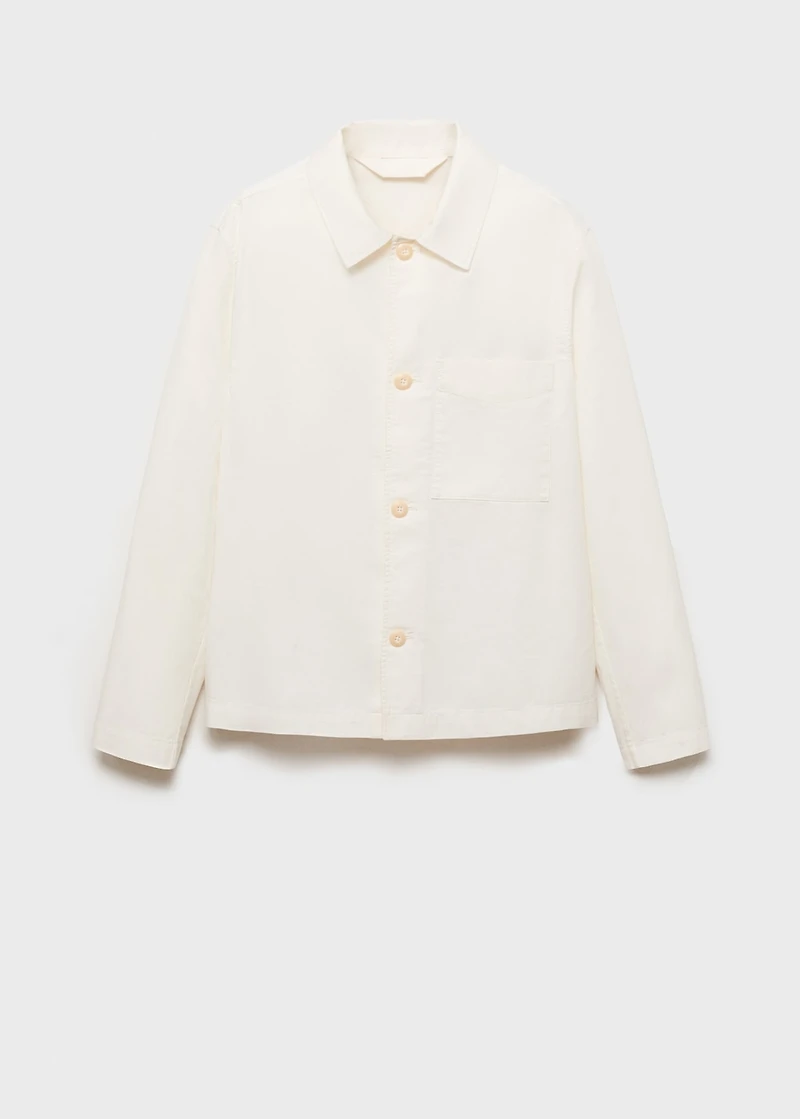 Linen-cotton overshirt with pocket