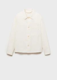 Linen-cotton overshirt with pocket