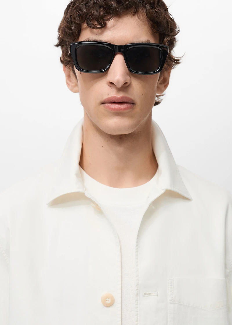 Linen-cotton overshirt with pocket