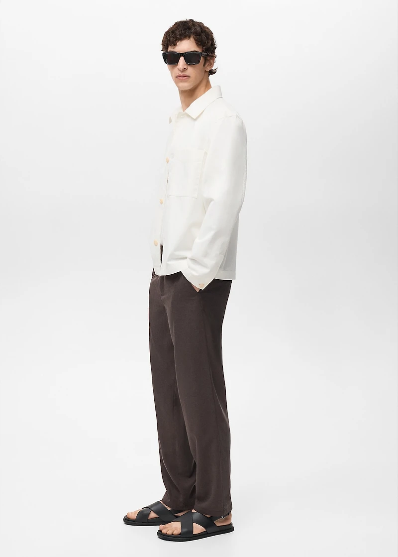Linen-cotton overshirt with pocket