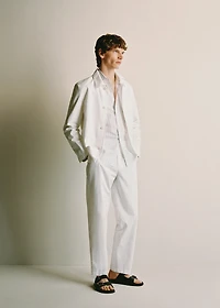 Linen-cotton overshirt with pocket