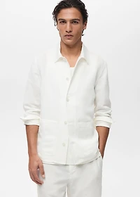 Linen-blend overshirt with pockets