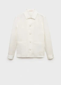 Linen-blend overshirt with pockets