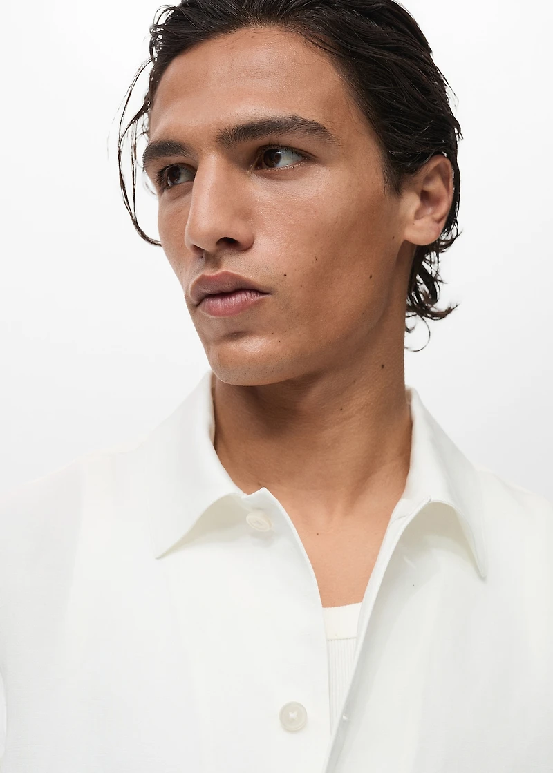 Linen-blend overshirt with pockets