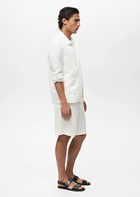 Linen-blend overshirt with pockets