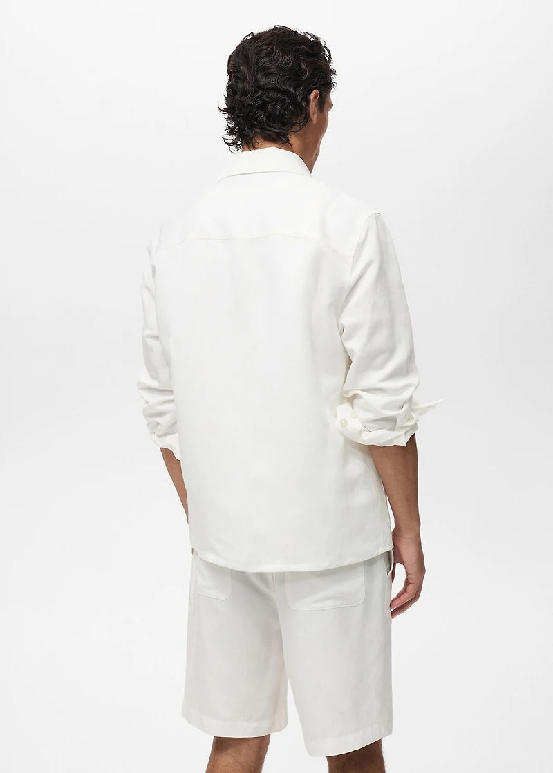 Linen-blend overshirt with pockets