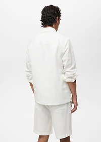 Linen-blend overshirt with pockets