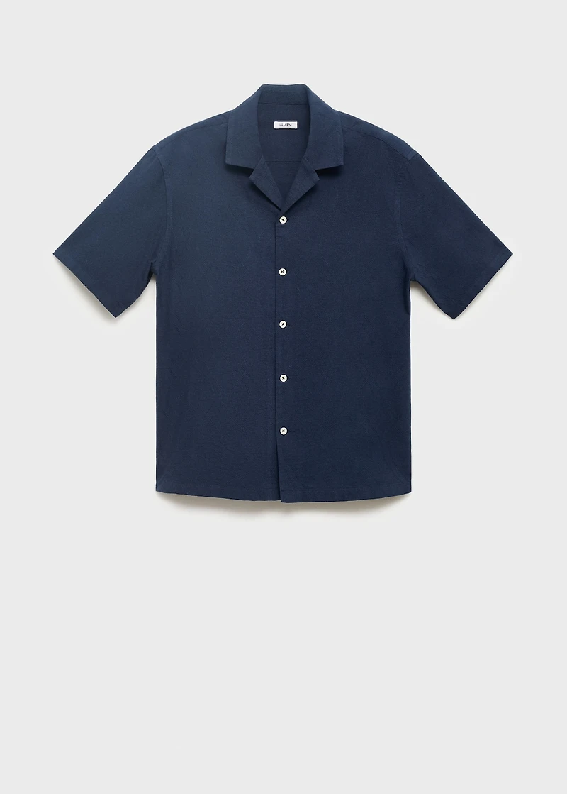 Shirt with embroidered bowling collar