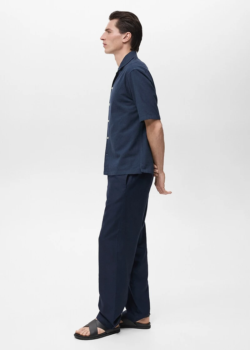 Shirt with embroidered bowling collar