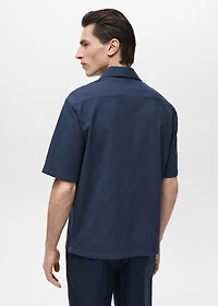 Shirt with embroidered bowling collar
