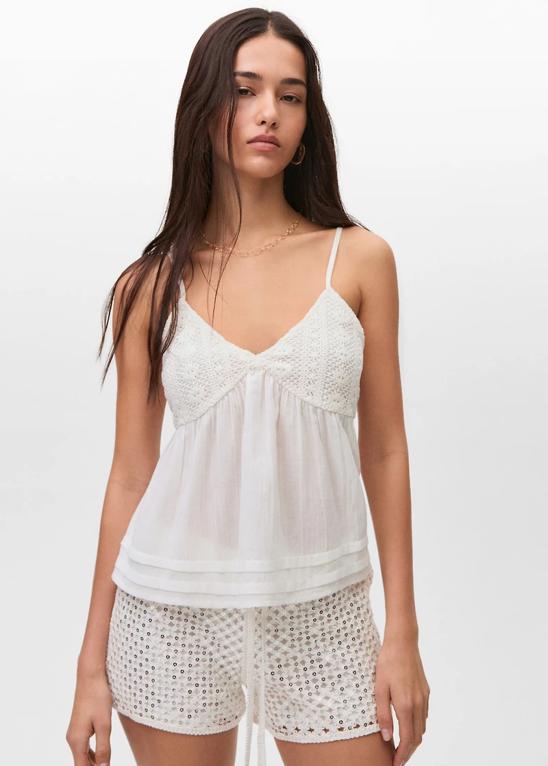 Sequin crochet shorts