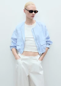 Cropped linen jacket with pockets