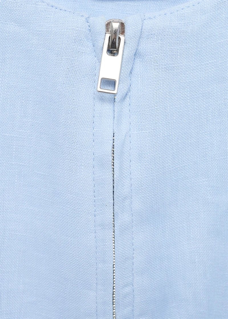 Cropped linen jacket with pockets