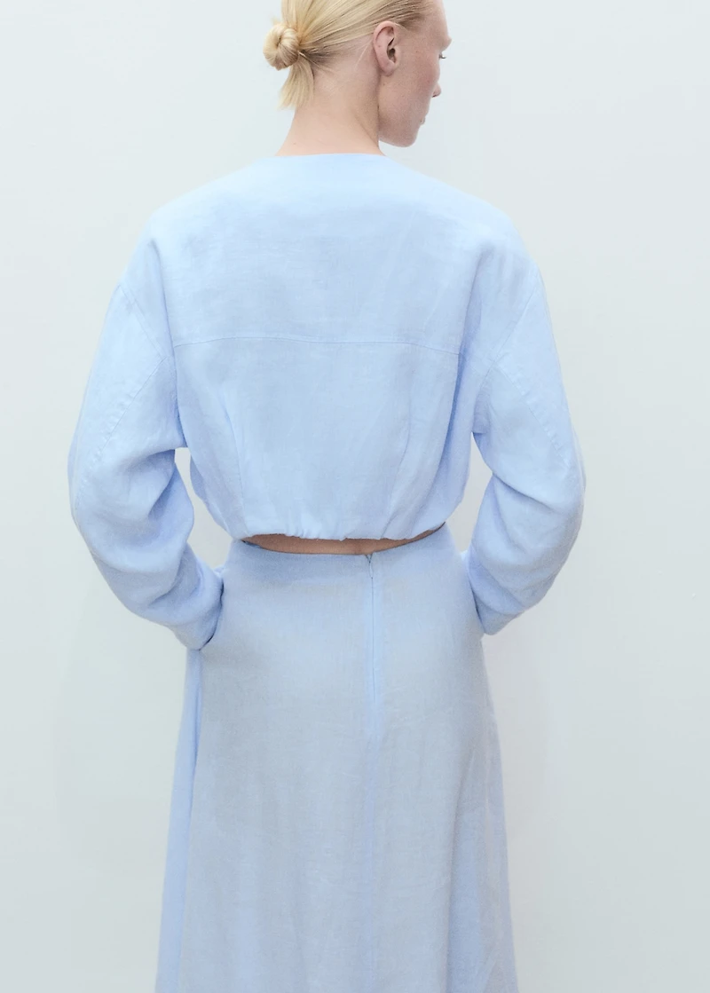 Cropped linen jacket with pockets