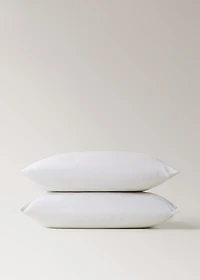 Two percale cotton fine-stripe pillowcases 60x60 cm