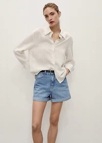 High-waisted mom-fit denim shorts