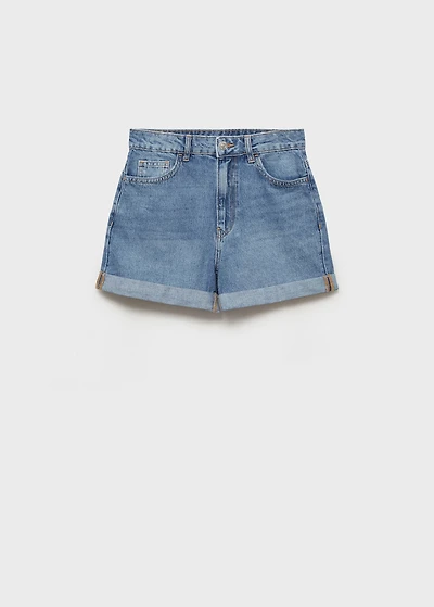 High-waisted mom-fit denim shorts