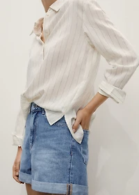 High-waisted mom-fit denim shorts