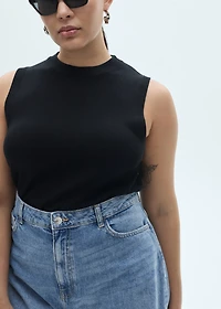 High-waisted mom-fit denim shorts