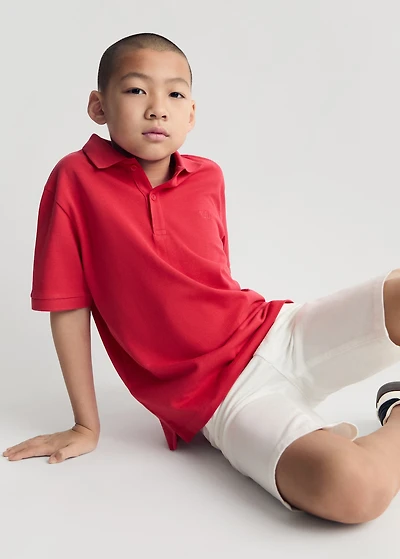 Short-sleeved cotton polo shirt
