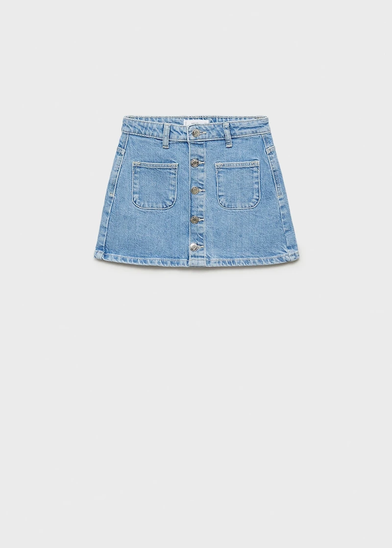 Buttoned denim skirt
