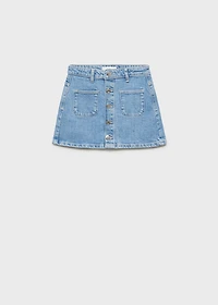 Buttoned denim skirt
