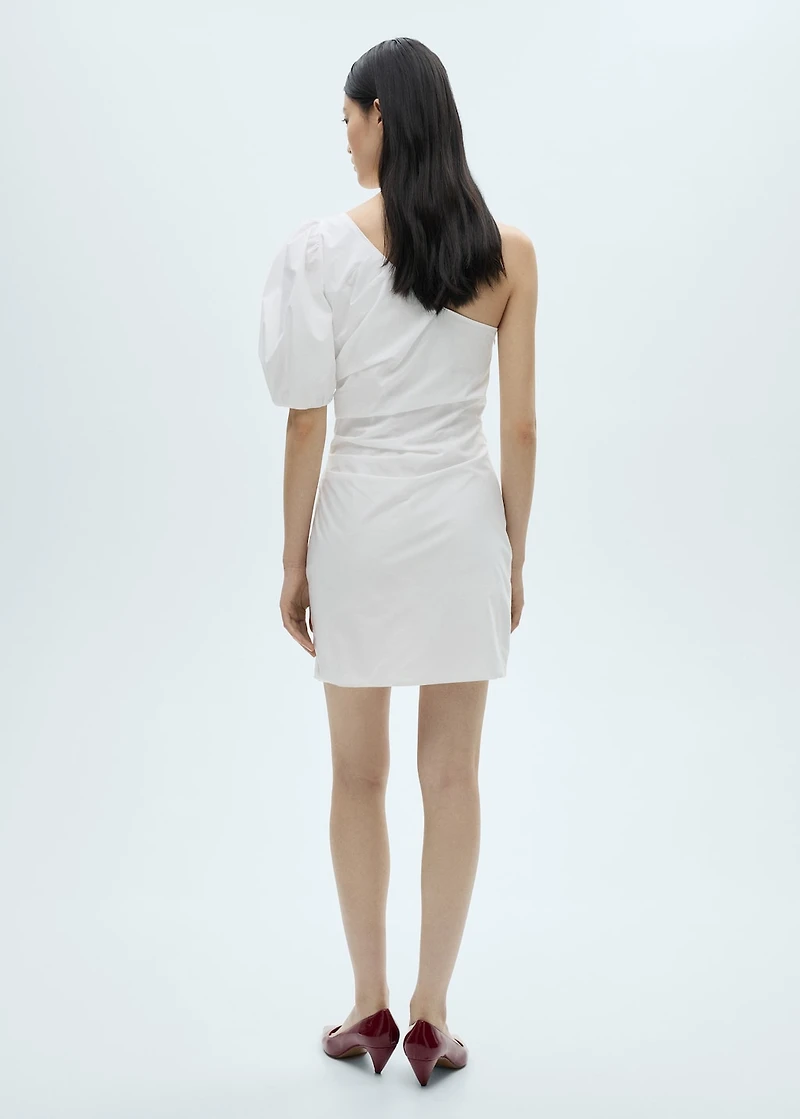 Asymmetrical puff-sleeve dress