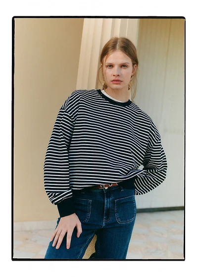 Striped cotton-blend sweatshirt