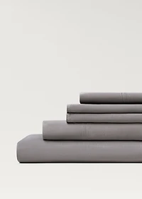 Washed cotton satin fitted sheet for 150 cm bed