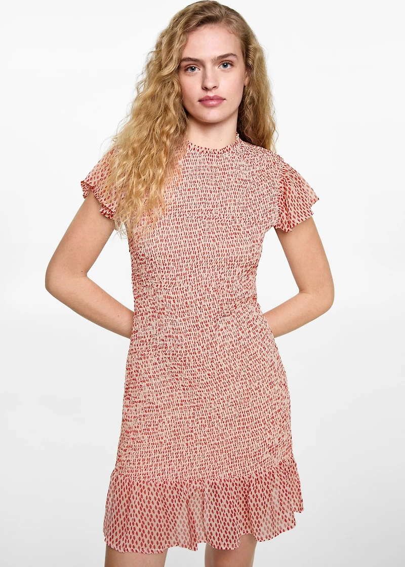 Printed ruched dress