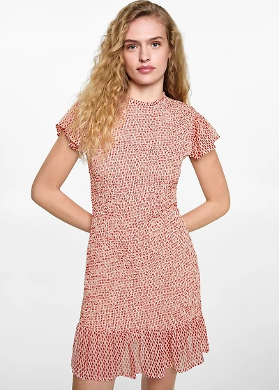 Printed ruched dress
