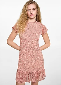 Printed ruched dress