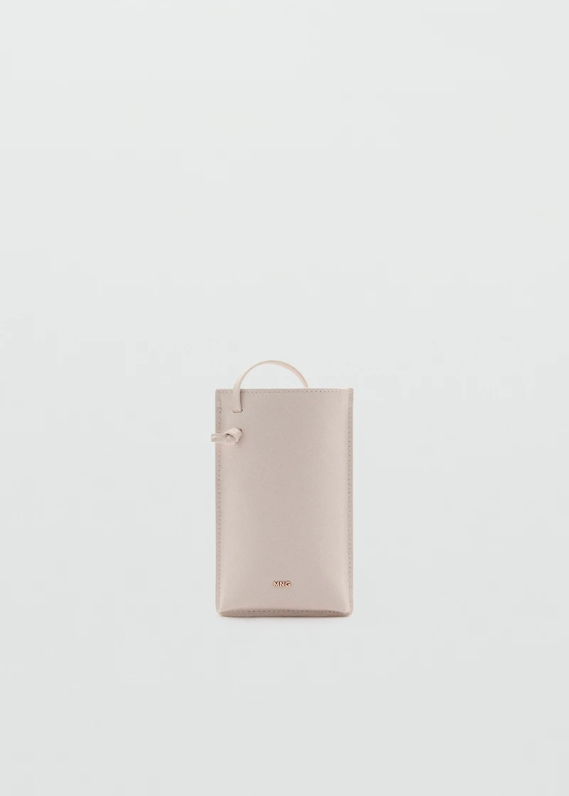 Saffiano-effect crossbody cell phone case