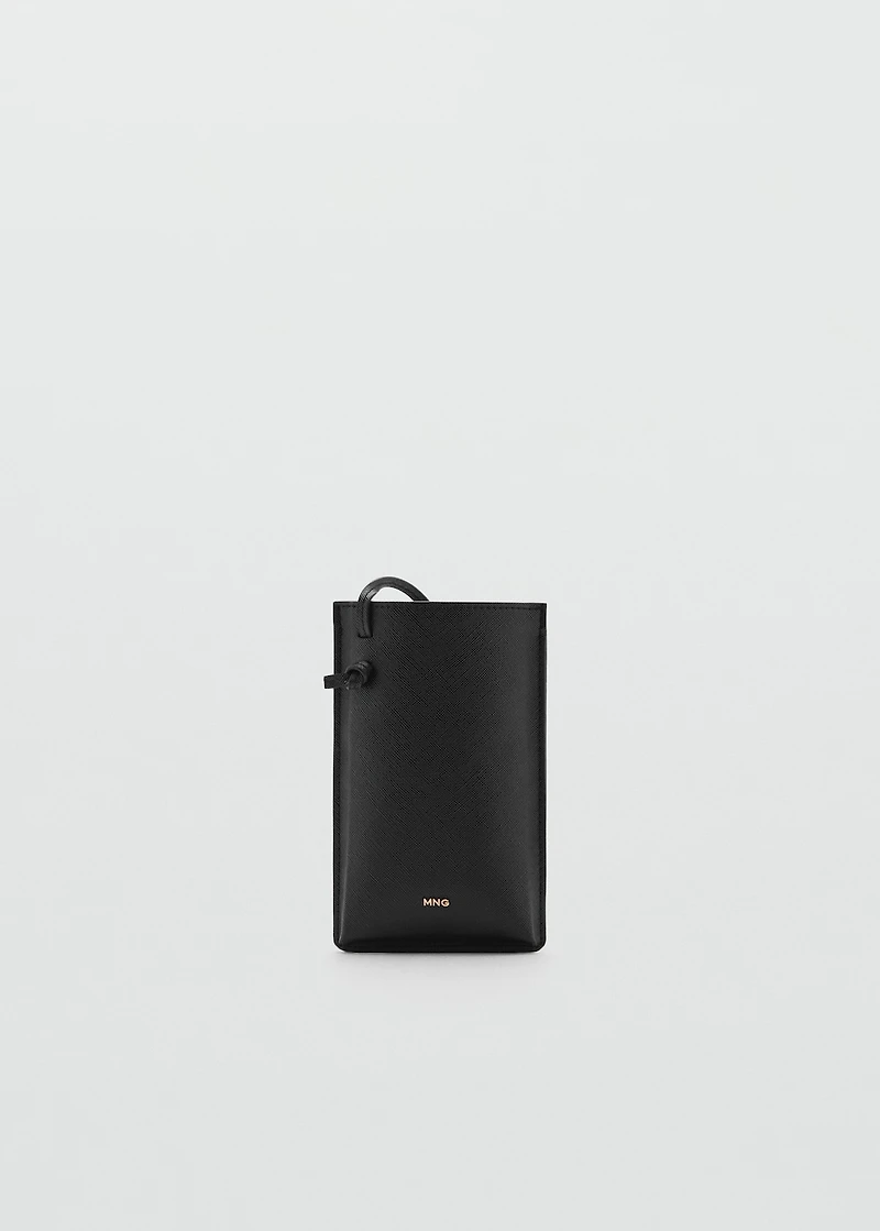 Saffiano-effect crossbody cell phone case