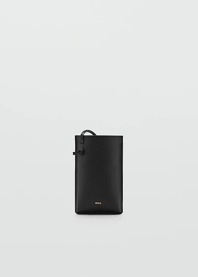 Saffiano-effect crossbody cell phone case