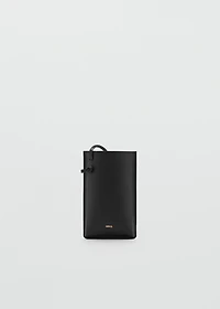 Saffiano-effect crossbody cell phone case