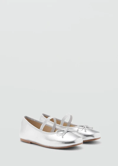 Ballet flats with metallic strap