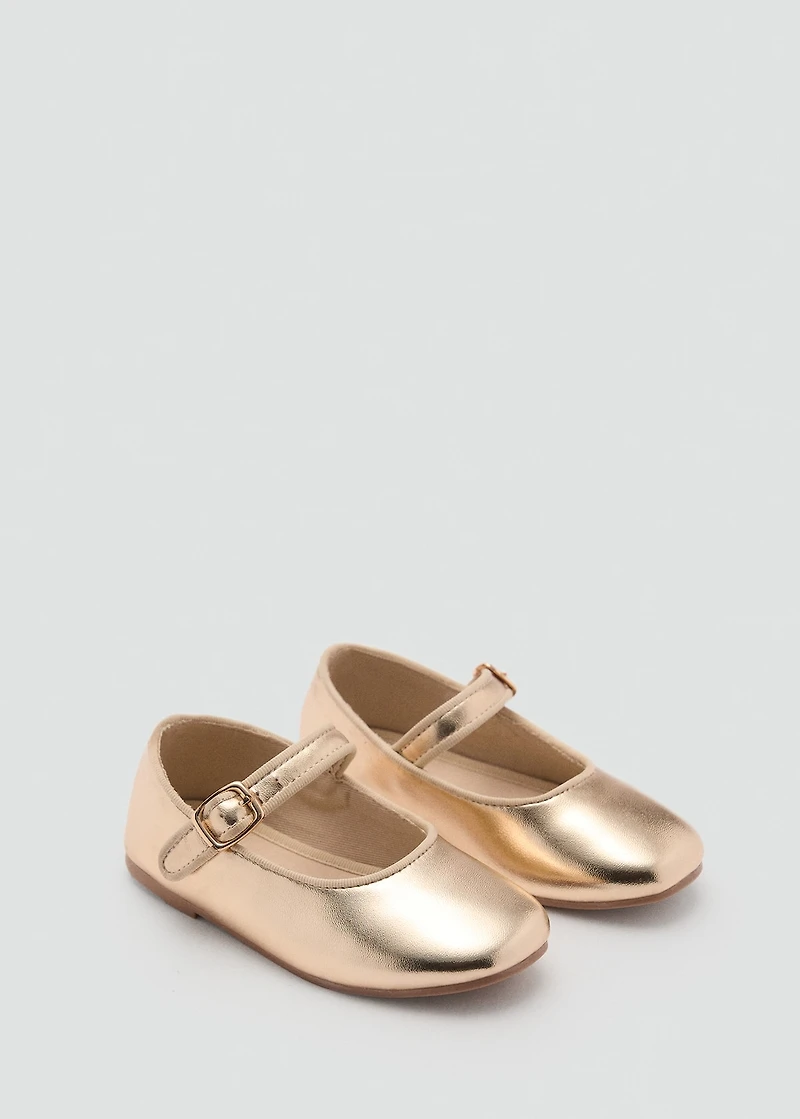 Ballet flats with metallic strap