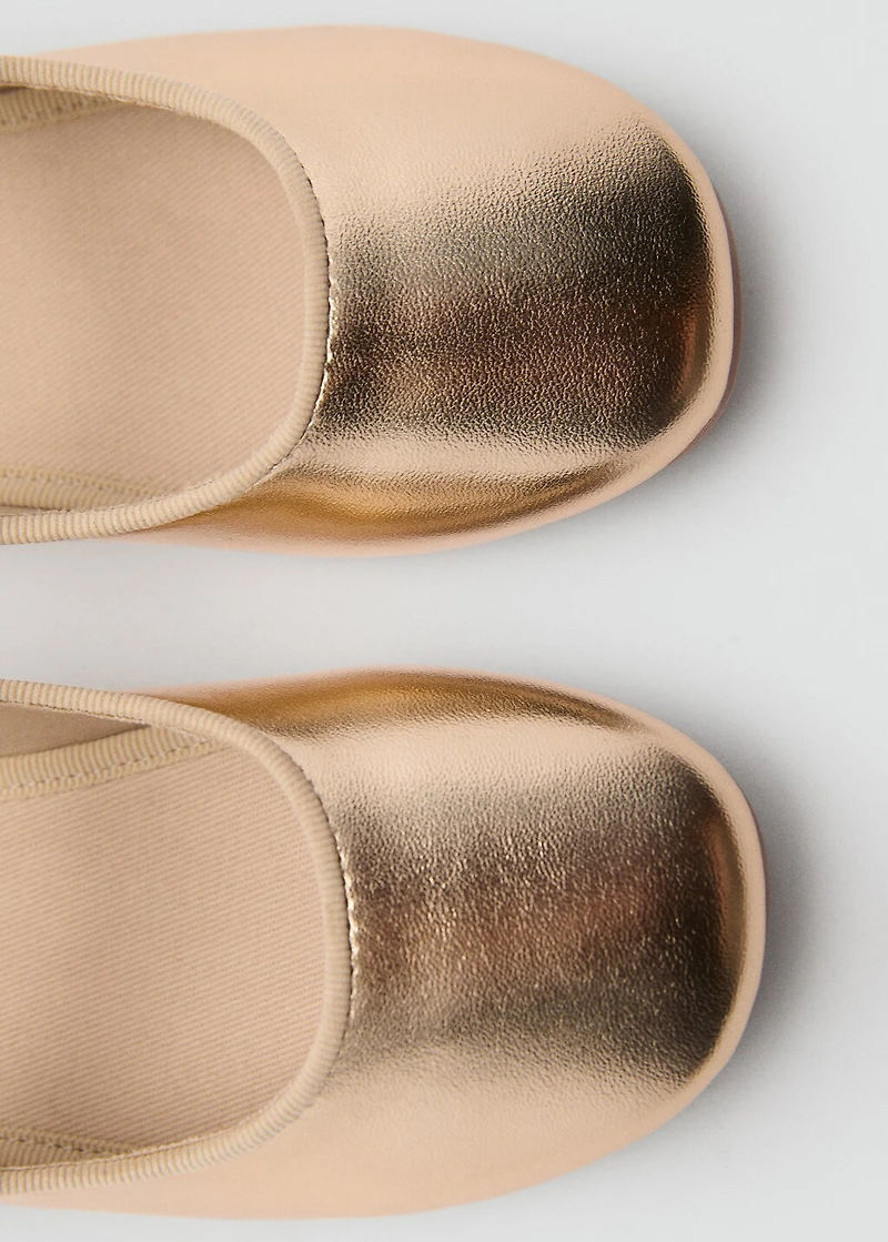 Ballet flats with metallic strap