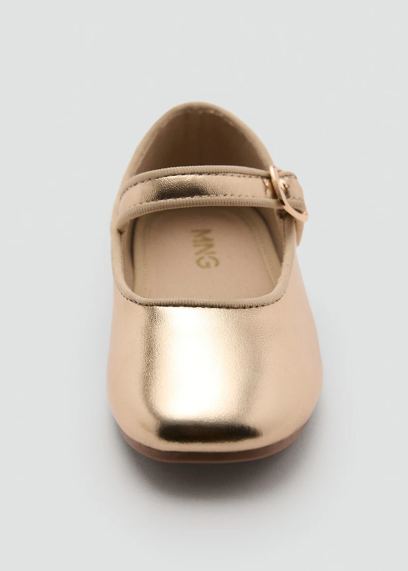 Ballet flats with metallic strap