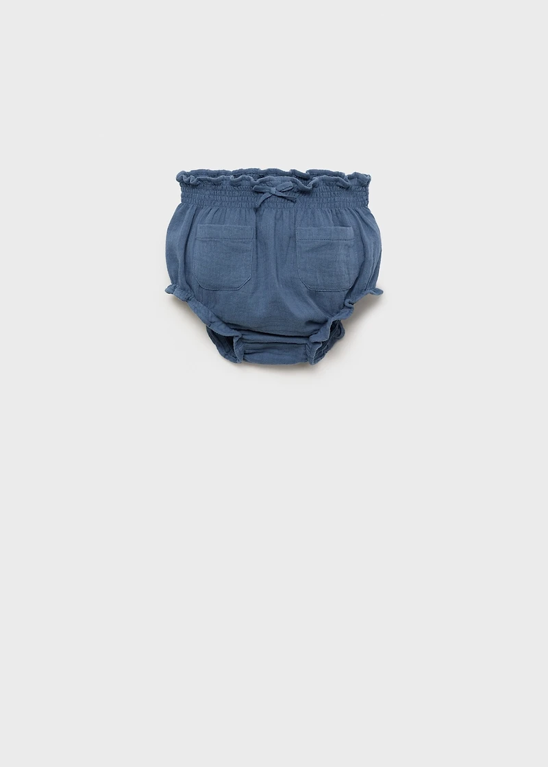 Denim-effect cotton shorts