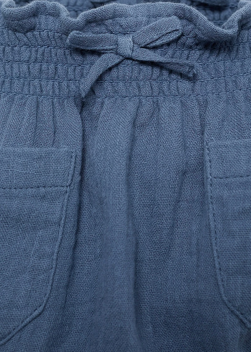 Denim-effect cotton shorts