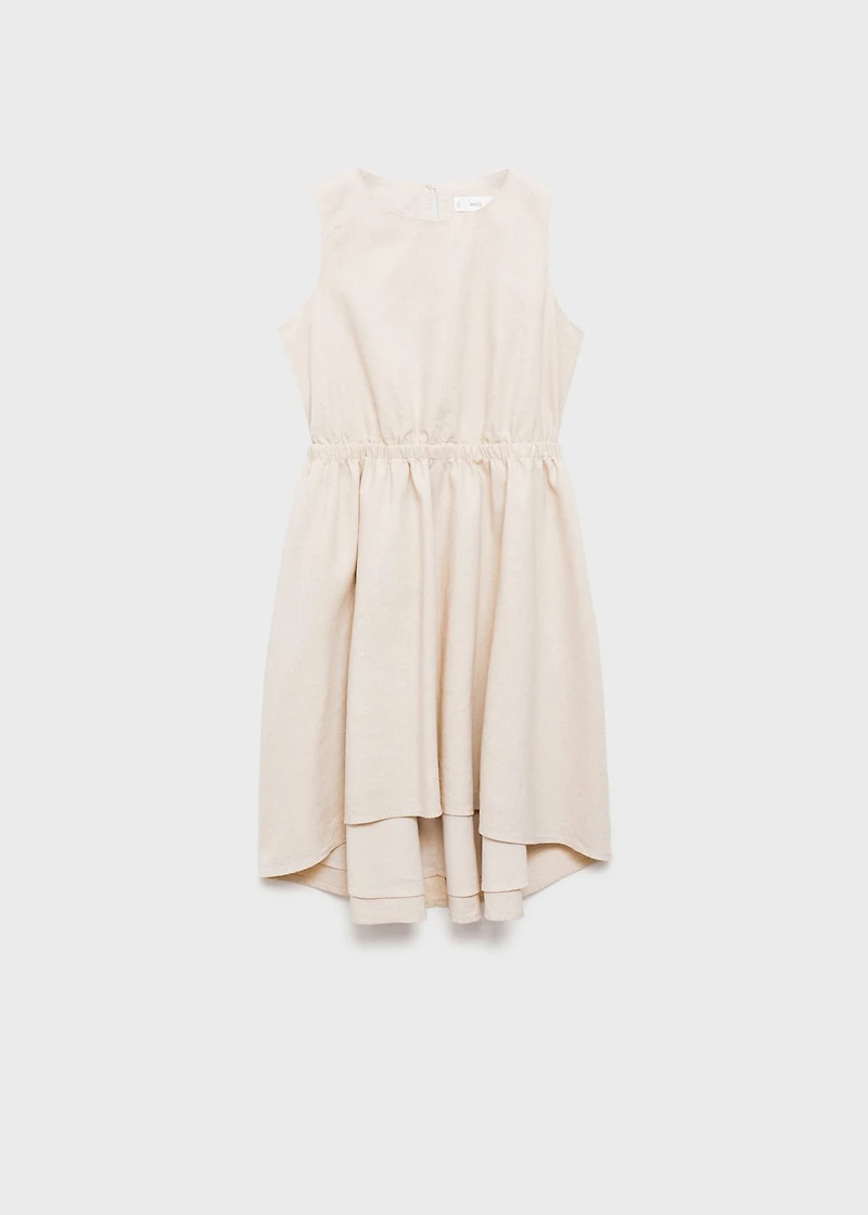 Linen dress with gathered detail