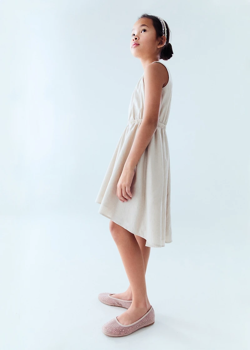 Linen dress with gathered detail