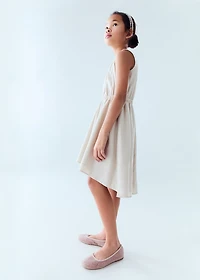 Linen dress with gathered detail