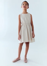Linen dress with gathered detail