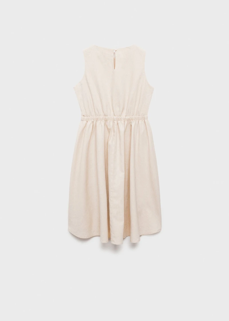 Linen dress with gathered detail