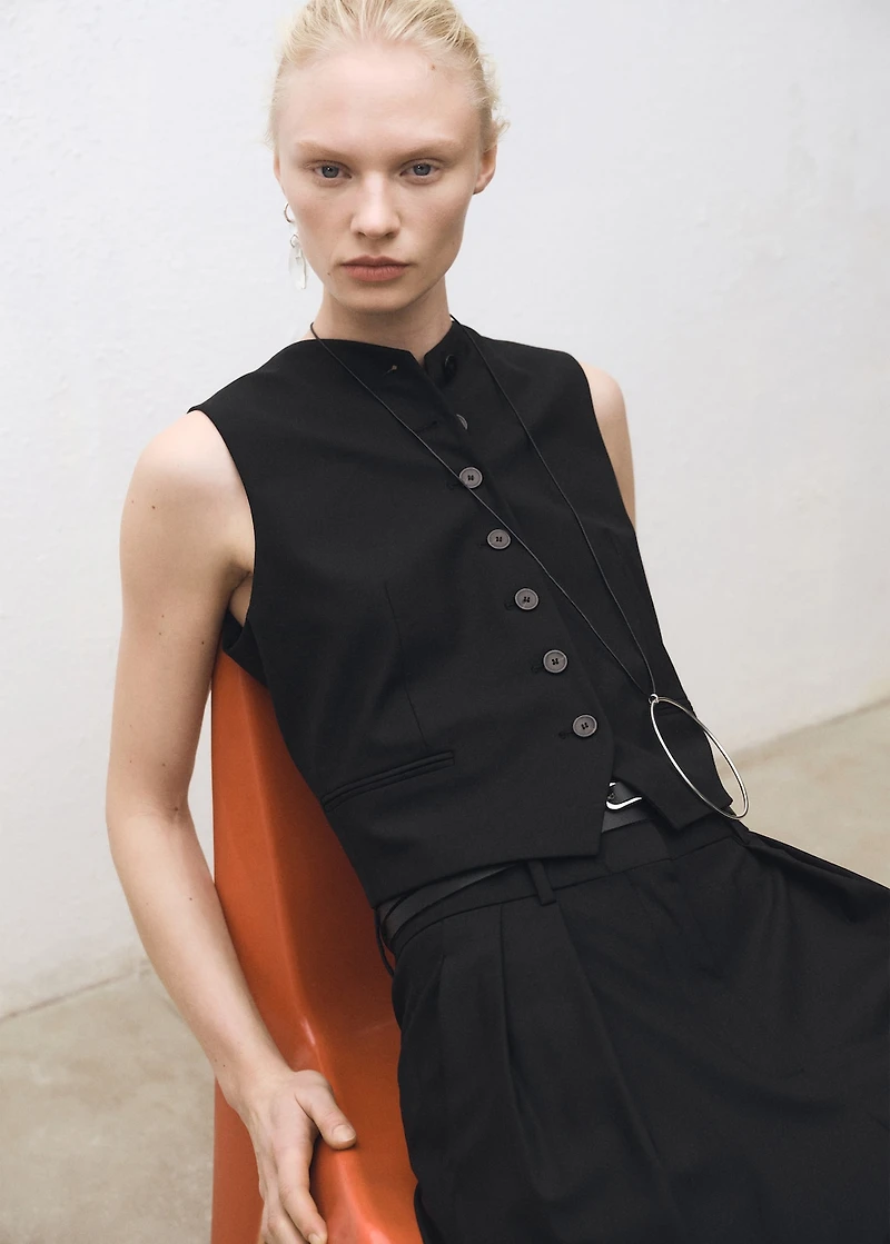 Wool-blend suit vest