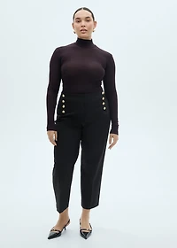 Straight pants with jewel buttons