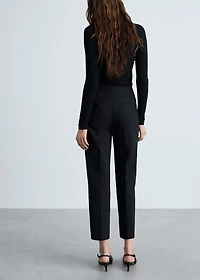 Straight pants with jewel buttons